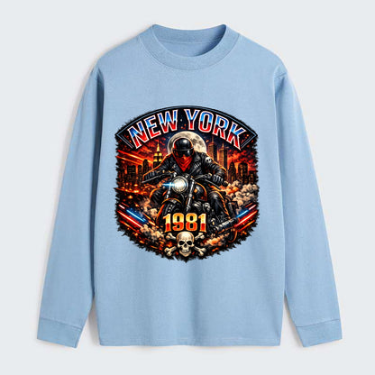 New York 1981 Biker - Classic Long Sleeve Shirt - Light Blue