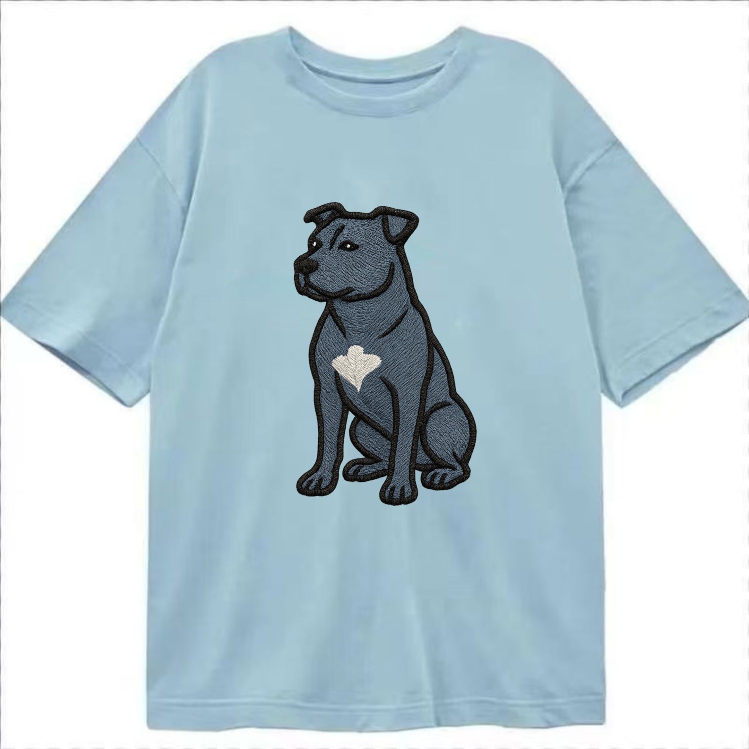 American Staffordshire Terrier - Blue embroidered design - Classic T-shirt - Light Blue