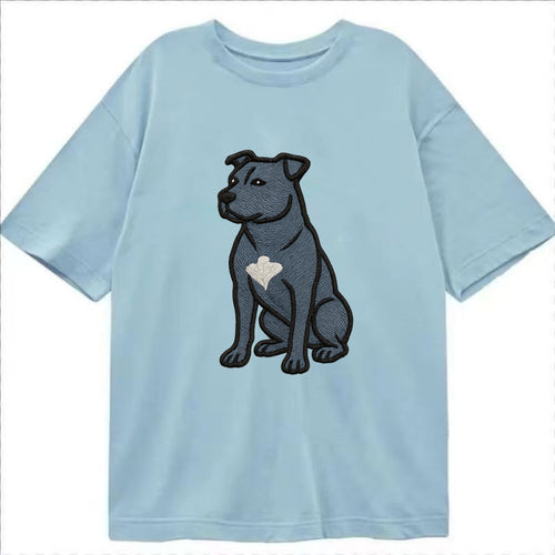 American Staffordshire Terrier - Blue embroidered design - Classic T-shirt