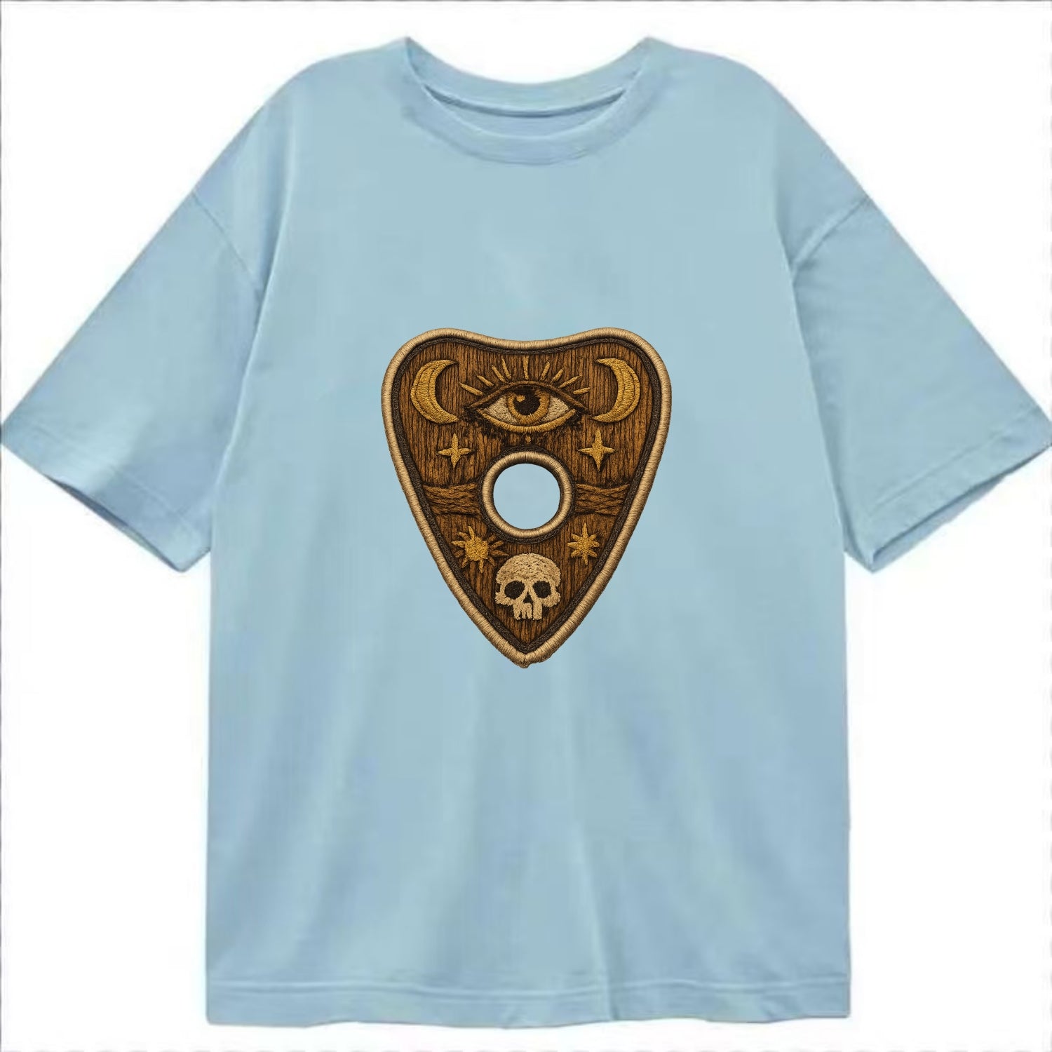 OUIJA PLANCHETTE - spirit board pointer in wood and gold , seance - Classic T-shirt - Light Blue