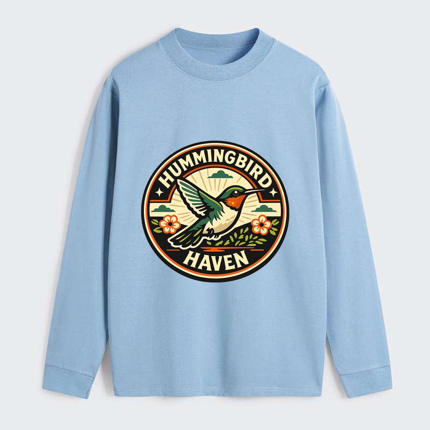 Hummingbird Sanctuary Emblem - Classic Long Sleeve Shirt - Light Blue