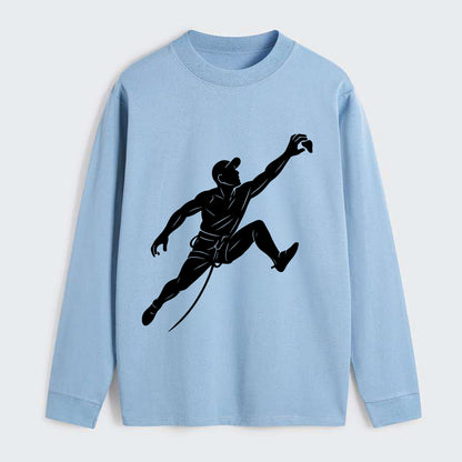 Rock wall climber reaching hold - Classic Long Sleeve Shirt - Light Blue