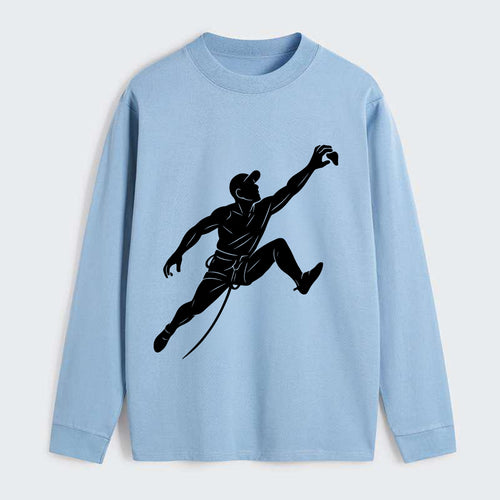 Rock wall climber reaching hold - Classic Long Sleeve Shirt