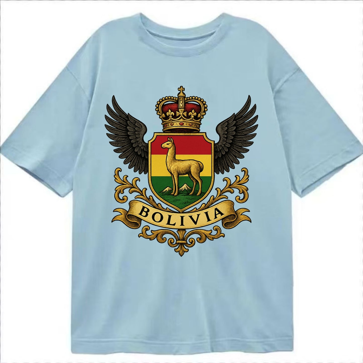 Bolivia Llama Emblem  - Classic T-shirt - Light Blue