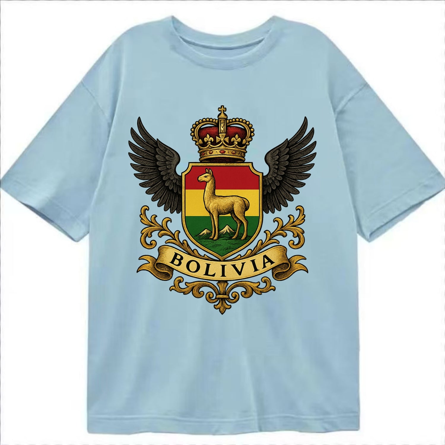 Bolivia Llama Emblem  - Classic T-shirt - Light Blue