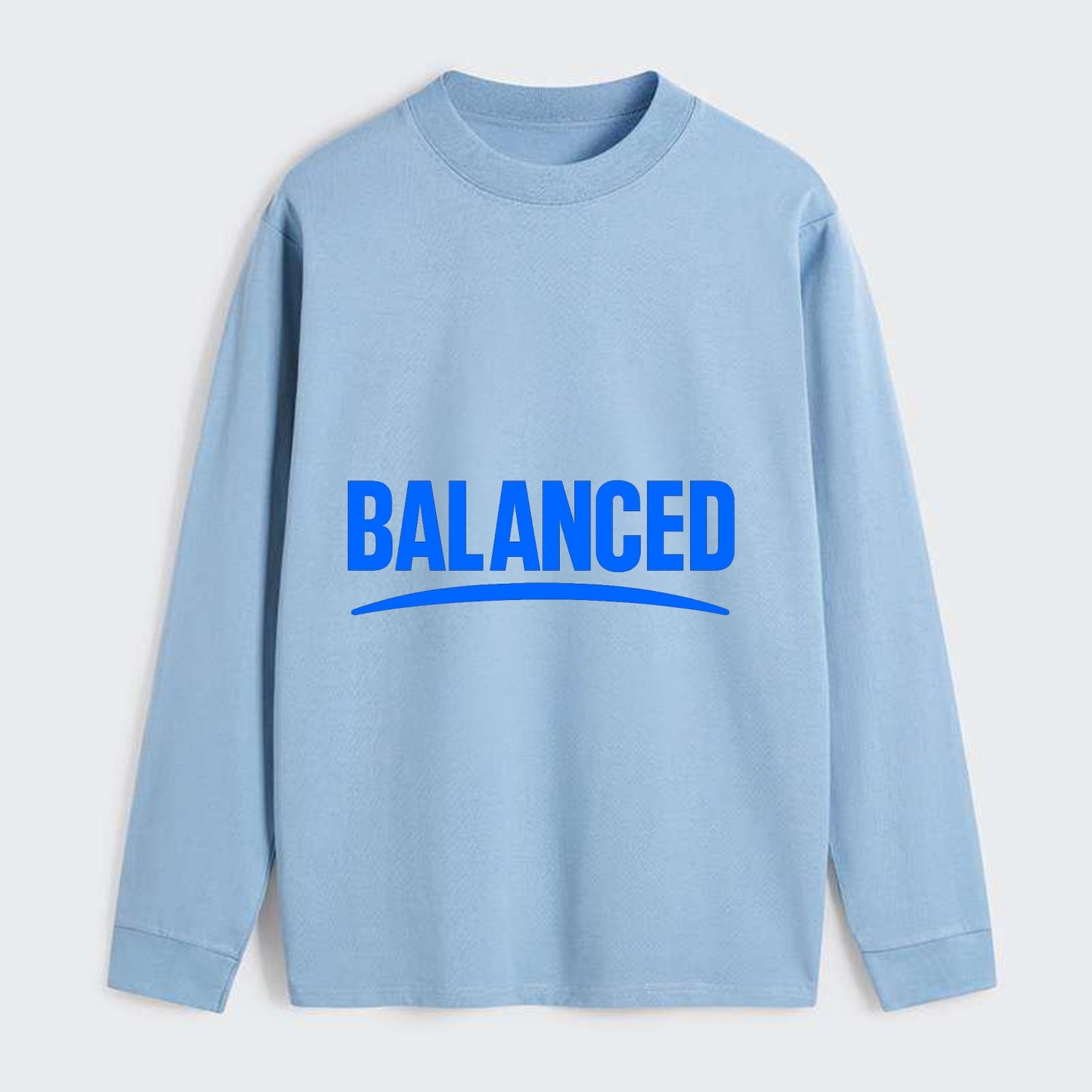 Bold typography design - "BALANCED" - harmony, equilibrium, centered - Classic Long Sleeve Shirt - Light Blue