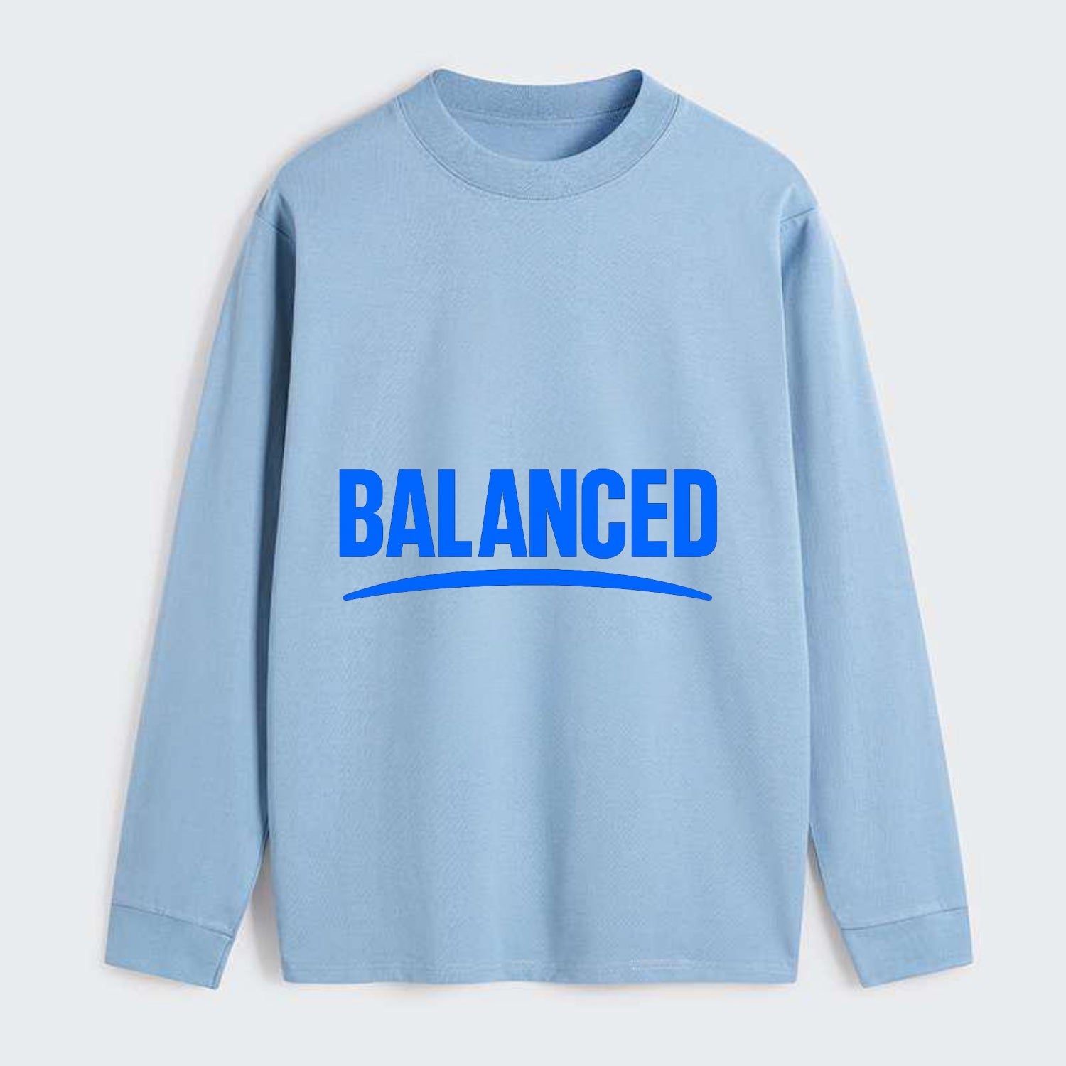 Bold typography design - "BALANCED" - harmony, equilibrium, centered - Classic Long Sleeve Shirt - Light Blue