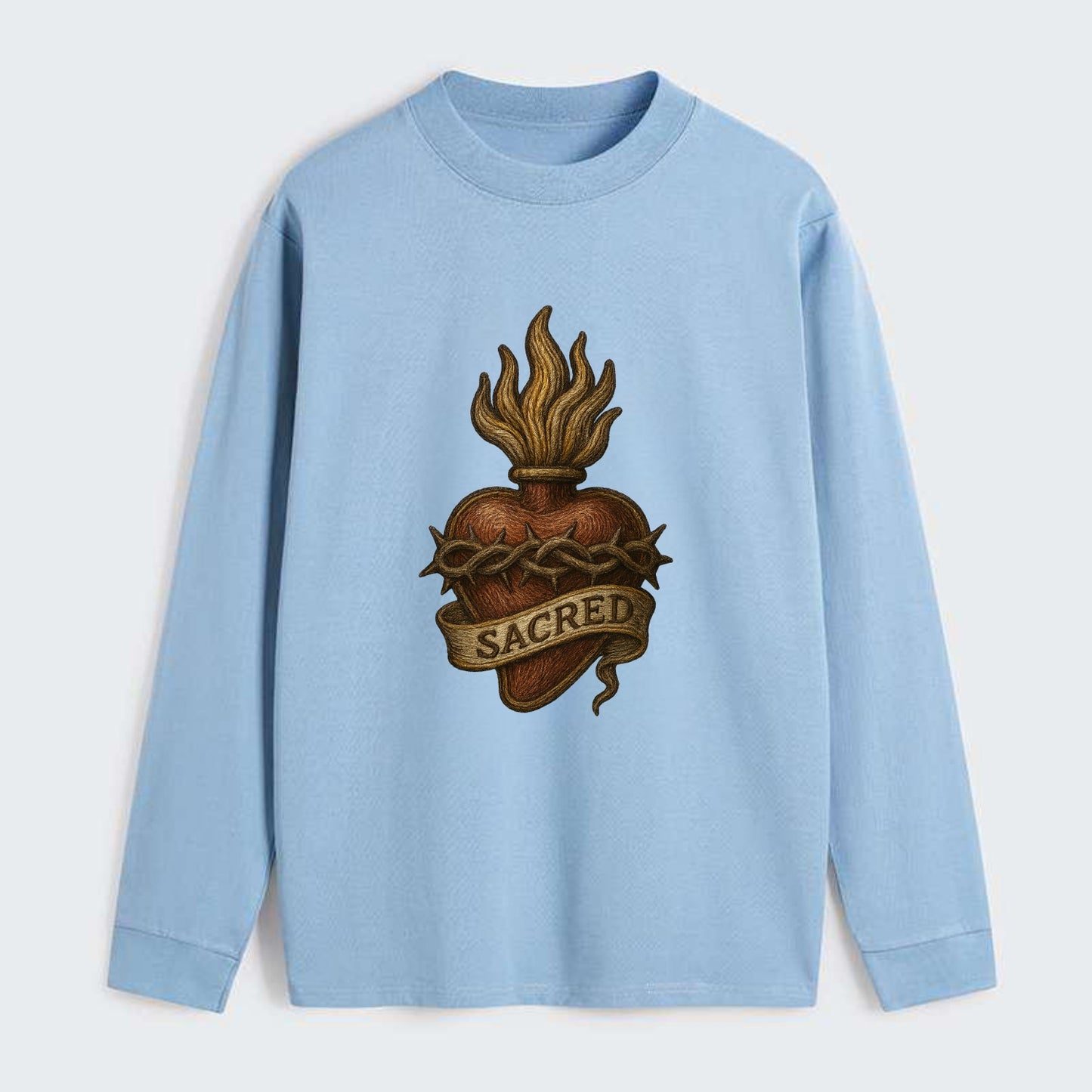 Sacred Heart  - Classic Long Sleeve Shirt - Light Blue