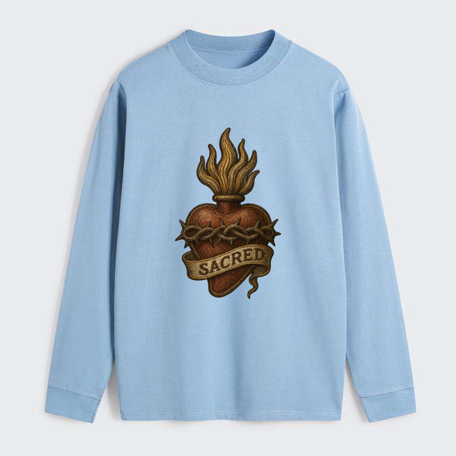 Sacred Heart  - Classic Long Sleeve Shirt - Light Blue