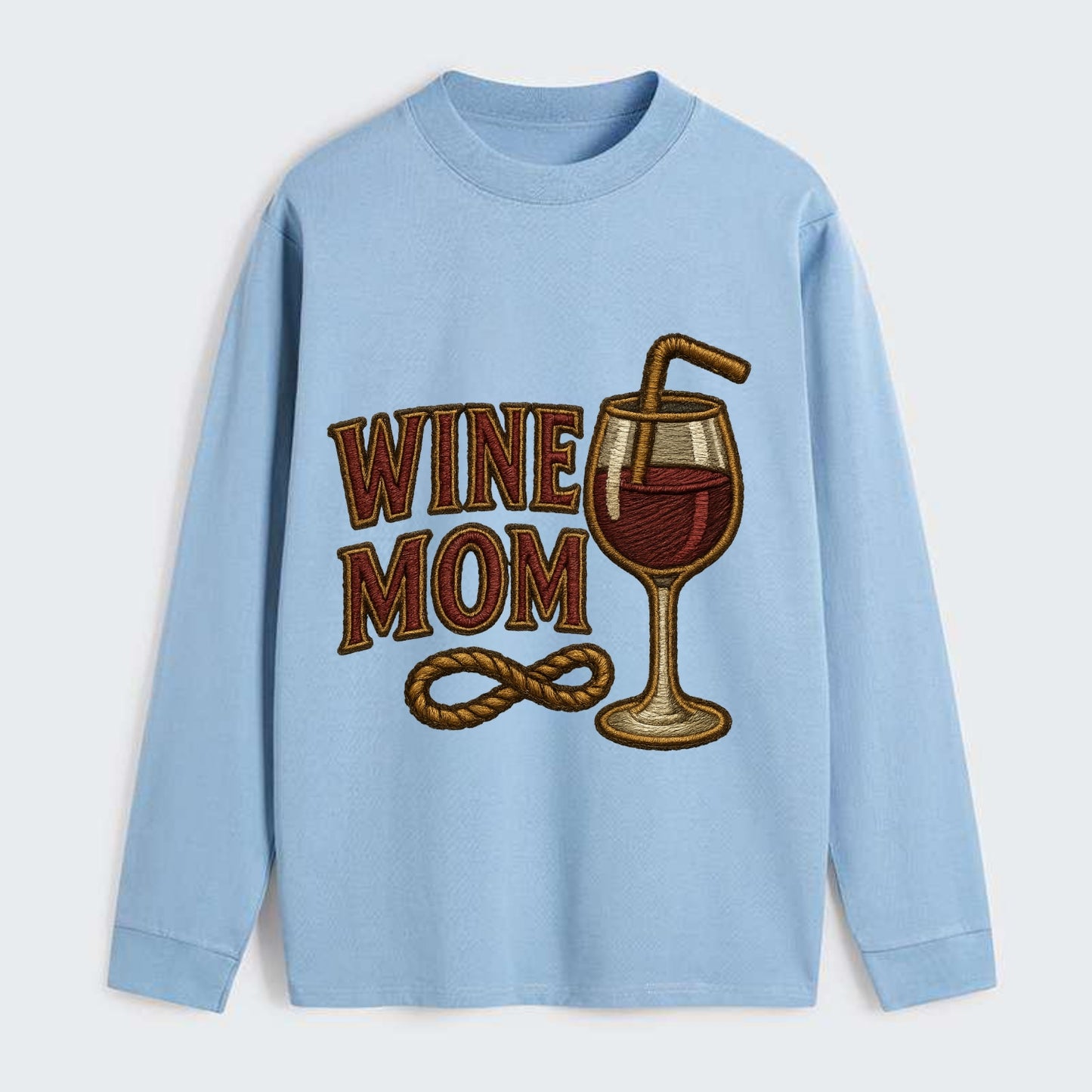 Wine Mom  - Classic Long Sleeve Shirt - Light Blue