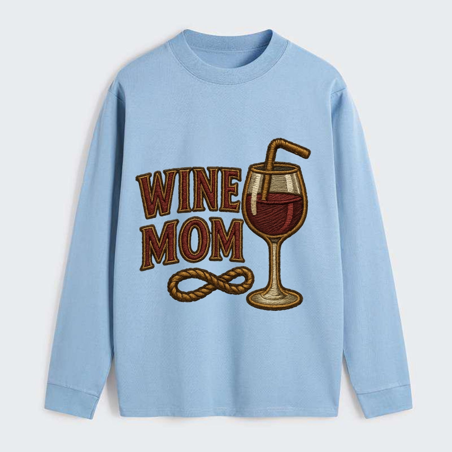 Wine Mom  - Classic Long Sleeve Shirt - Light Blue
