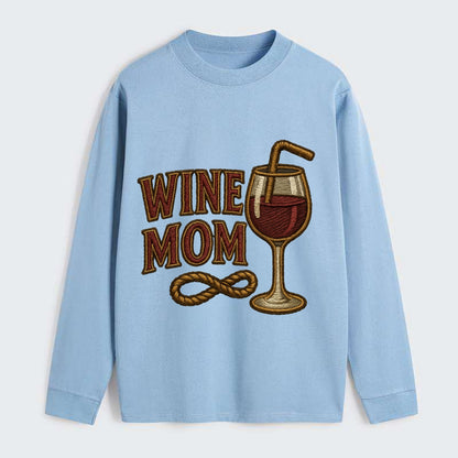Wine Mom  - Classic Long Sleeve Shirt - Light Blue