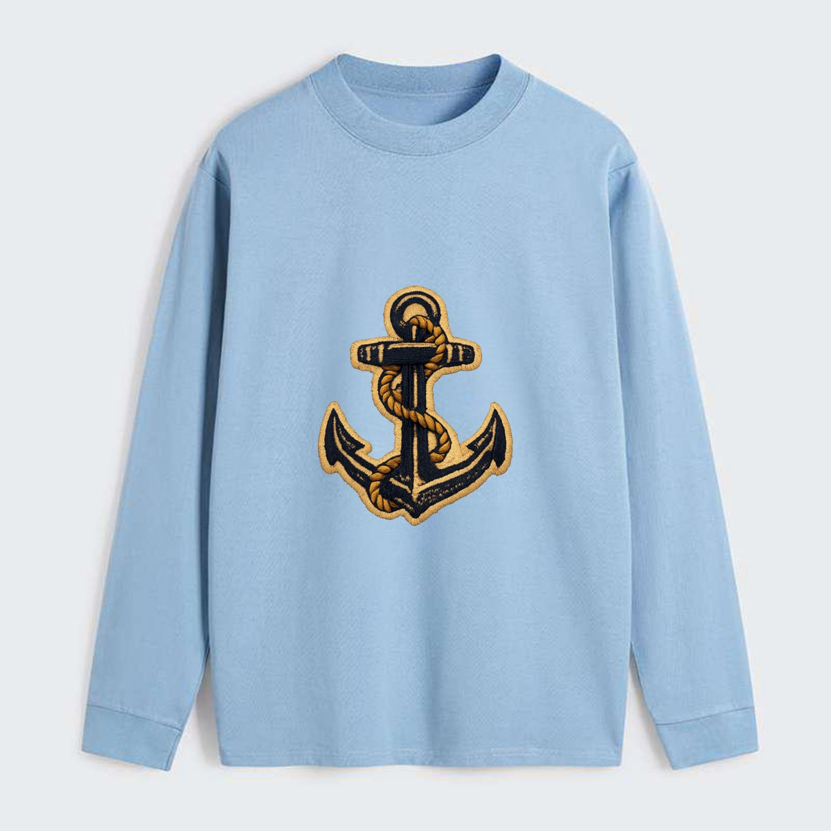 ANCHOR ROPE - classic anchor with rope in navy and gold , sailor - Classic Long Sleeve Shirt - Light Blue