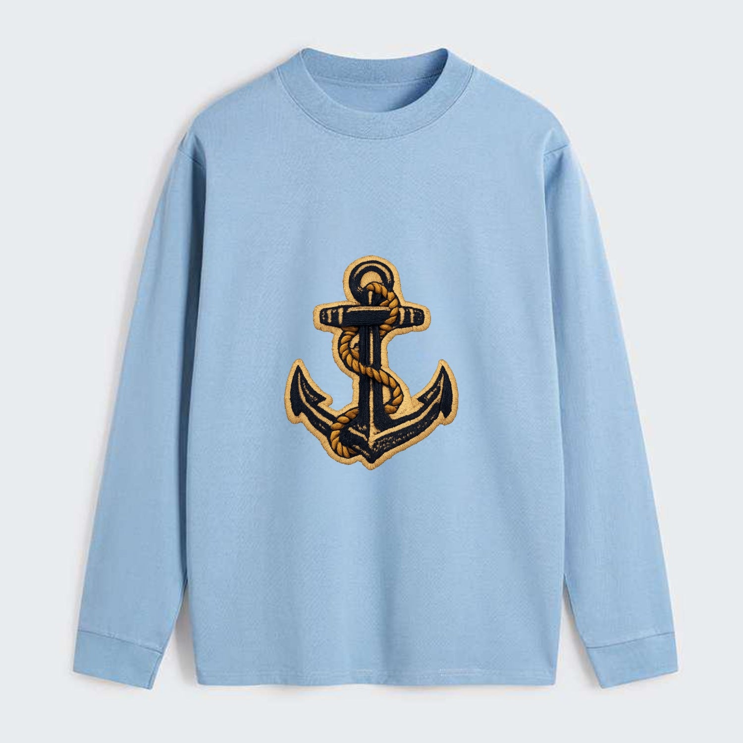ANCHOR ROPE - classic anchor with rope in navy and gold , sailor - Classic Long Sleeve Shirt - Light Blue
