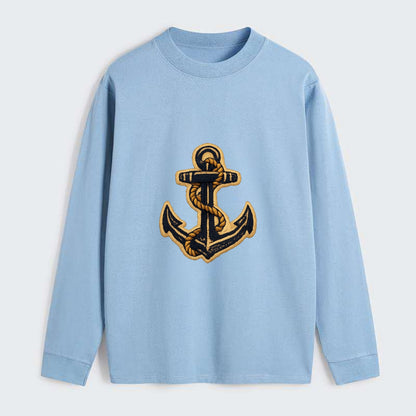 ANCHOR ROPE - classic anchor with rope in navy and gold , sailor - Classic Long Sleeve Shirt - Light Blue
