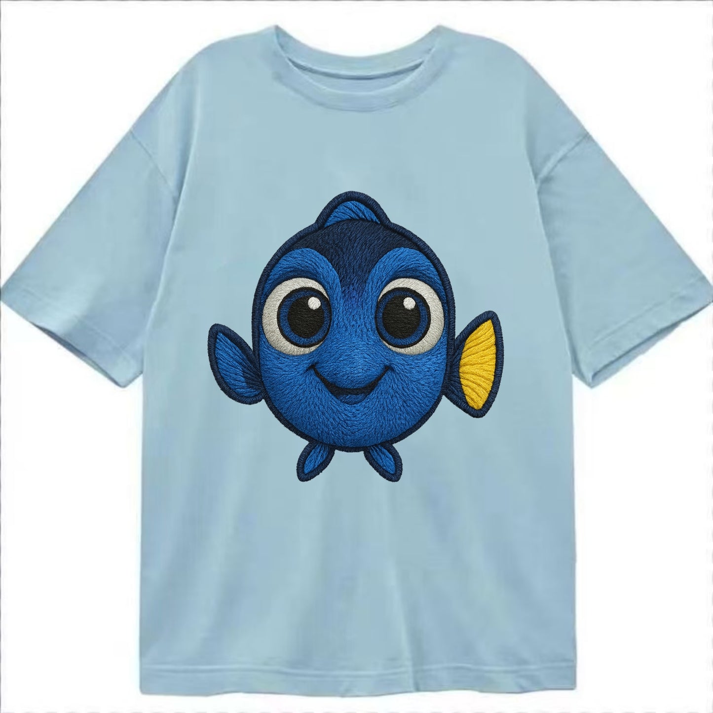 Baby Blue Tang - bright blue with yellow tail, big eyes, front-facing, Dory-style - Classic T-shirt - Light Blue