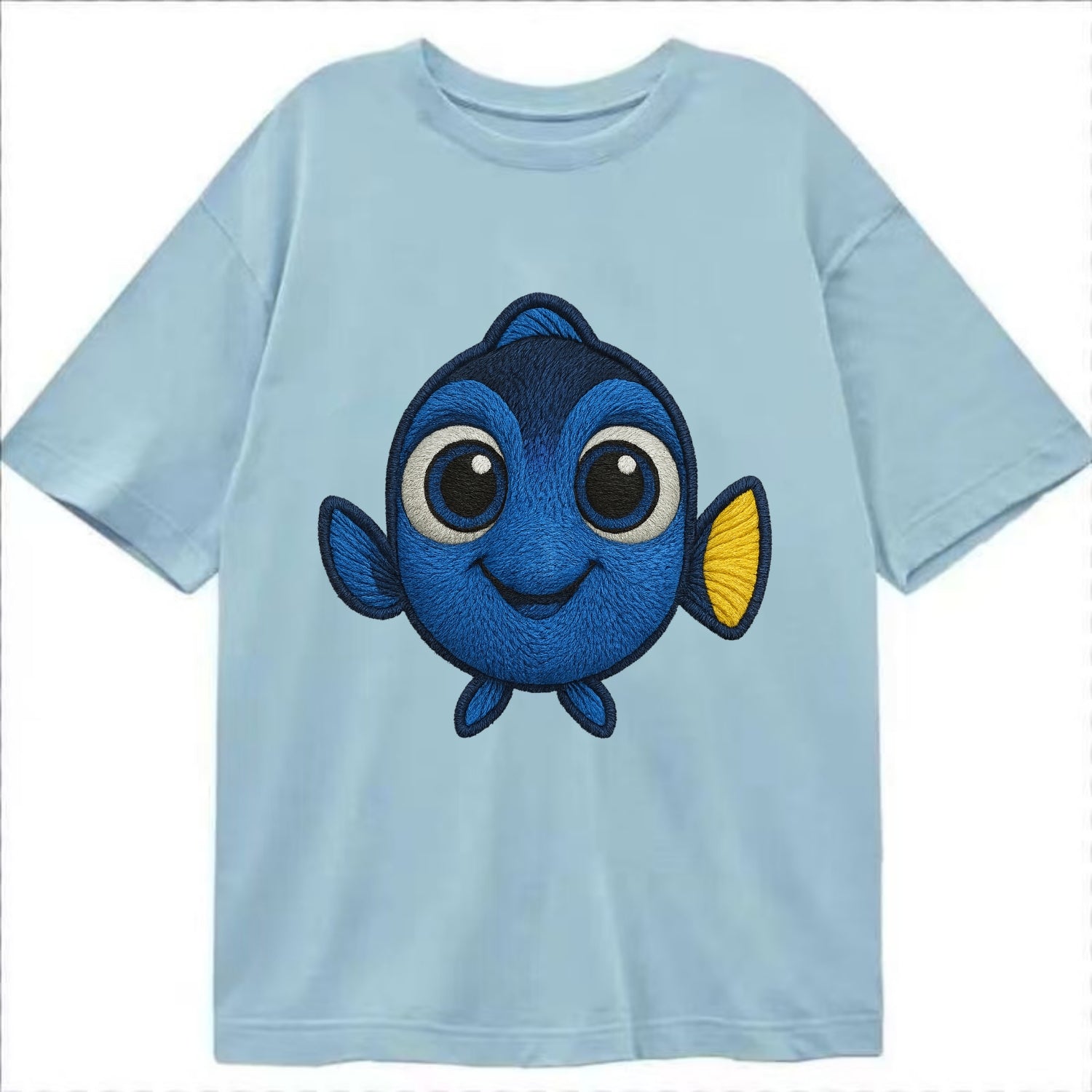 Baby Blue Tang - bright blue with yellow tail, big eyes, front-facing, Dory-style - Classic T-shirt - Light Blue