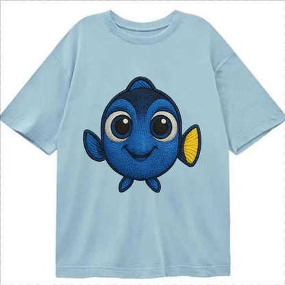 Baby Blue Tang - bright blue with yellow tail, big eyes, front-facing, Dory-style - Classic T-shirt - Light Blue