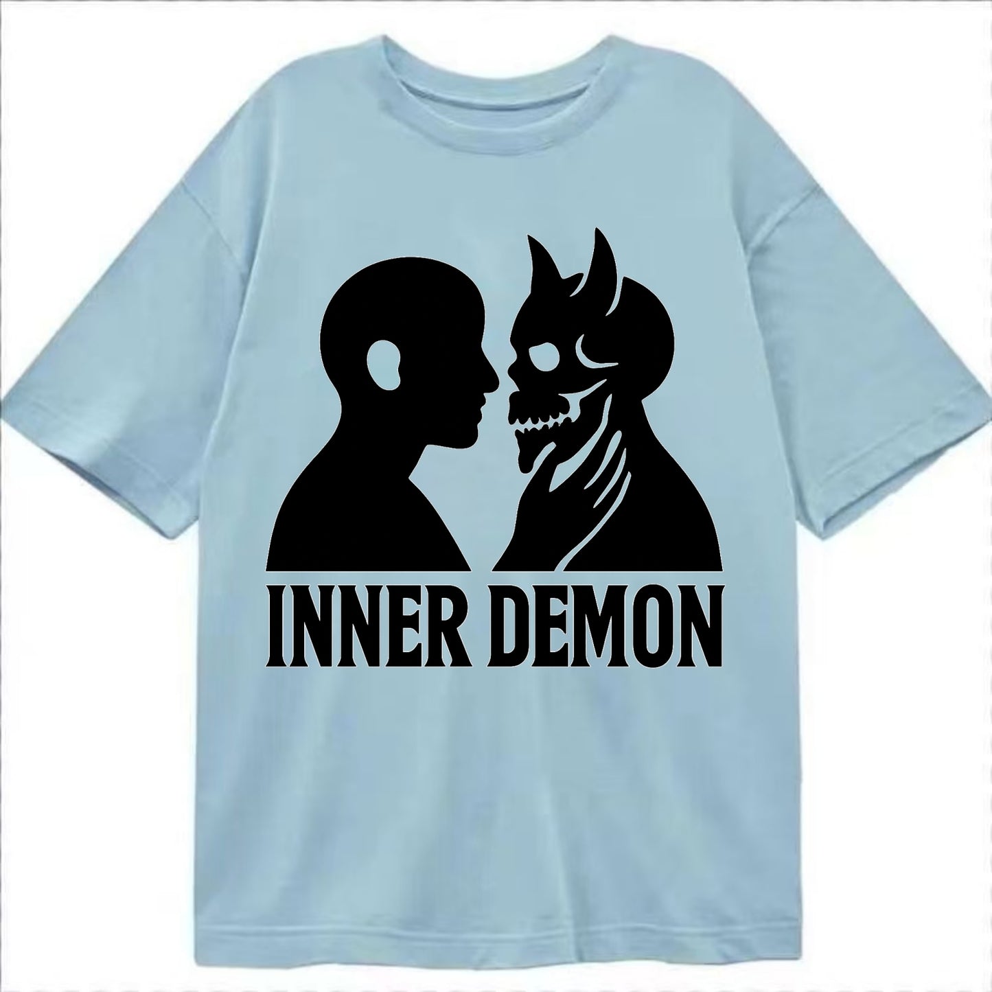 Inner Demon - Figure confronting shadow Classic T-shirt - Light Blue