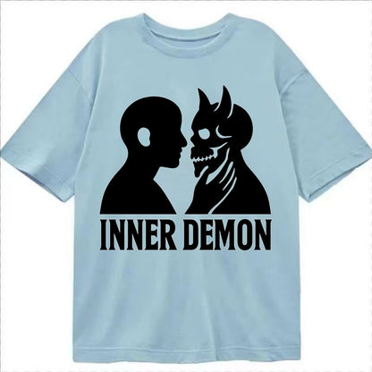 Inner Demon - Figure confronting shadow Classic T-shirt - Light Blue