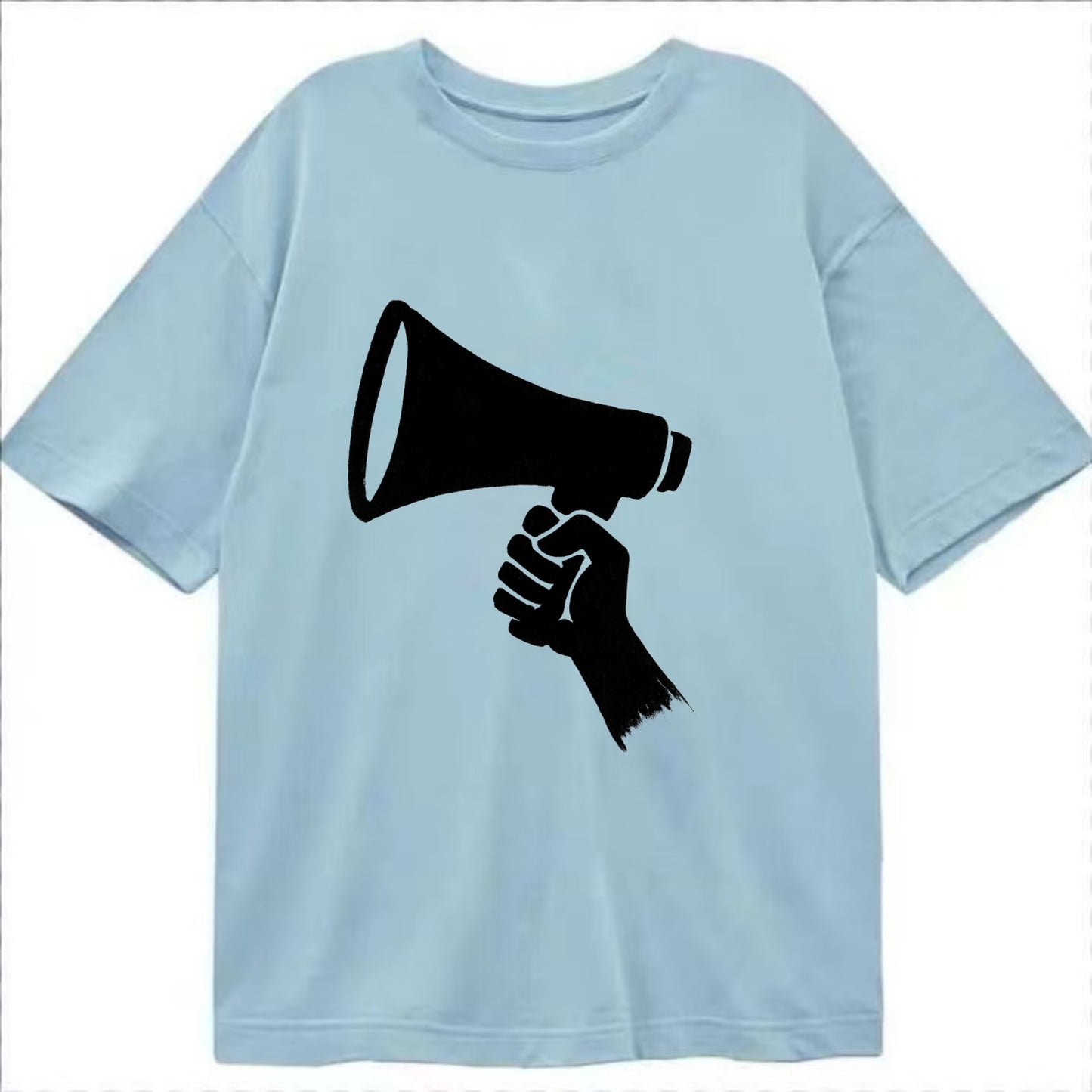 Megaphone silhouette - voice and protest ink brushwork - Classic T-shirt - Light Blue