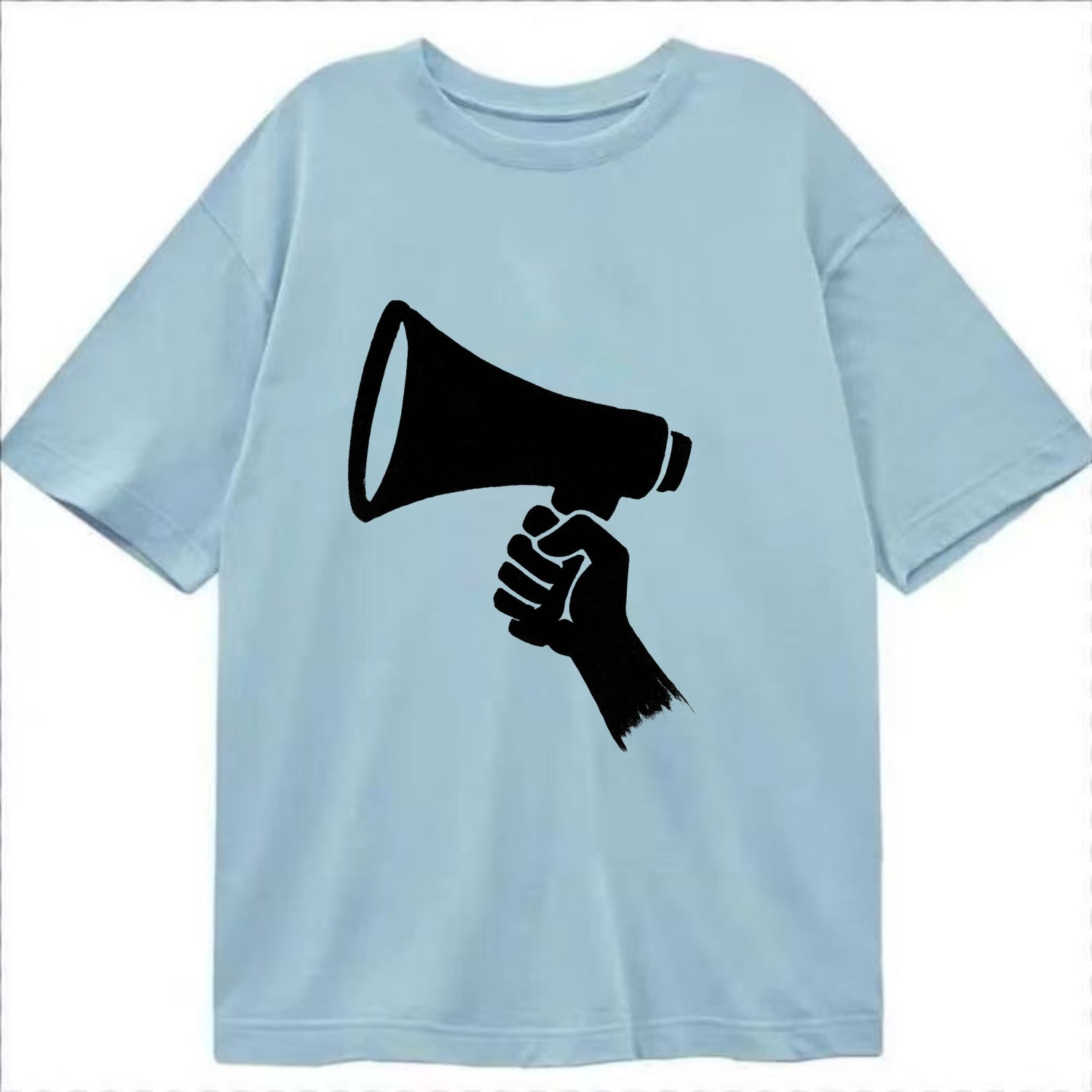 Megaphone silhouette - voice and protest ink brushwork - Classic T-shirt - Light Blue
