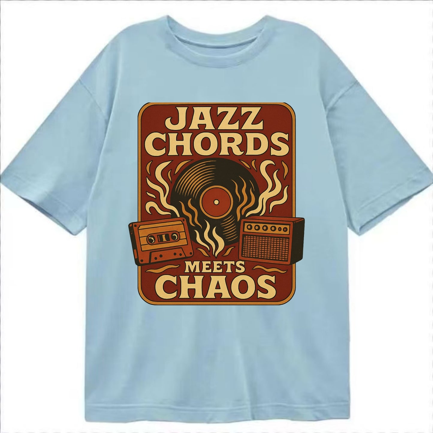 Jazz chords with hyperpop energy - "Jazz Meets Chaos" - unexpected fusion - Classic T-shirt - Light Blue