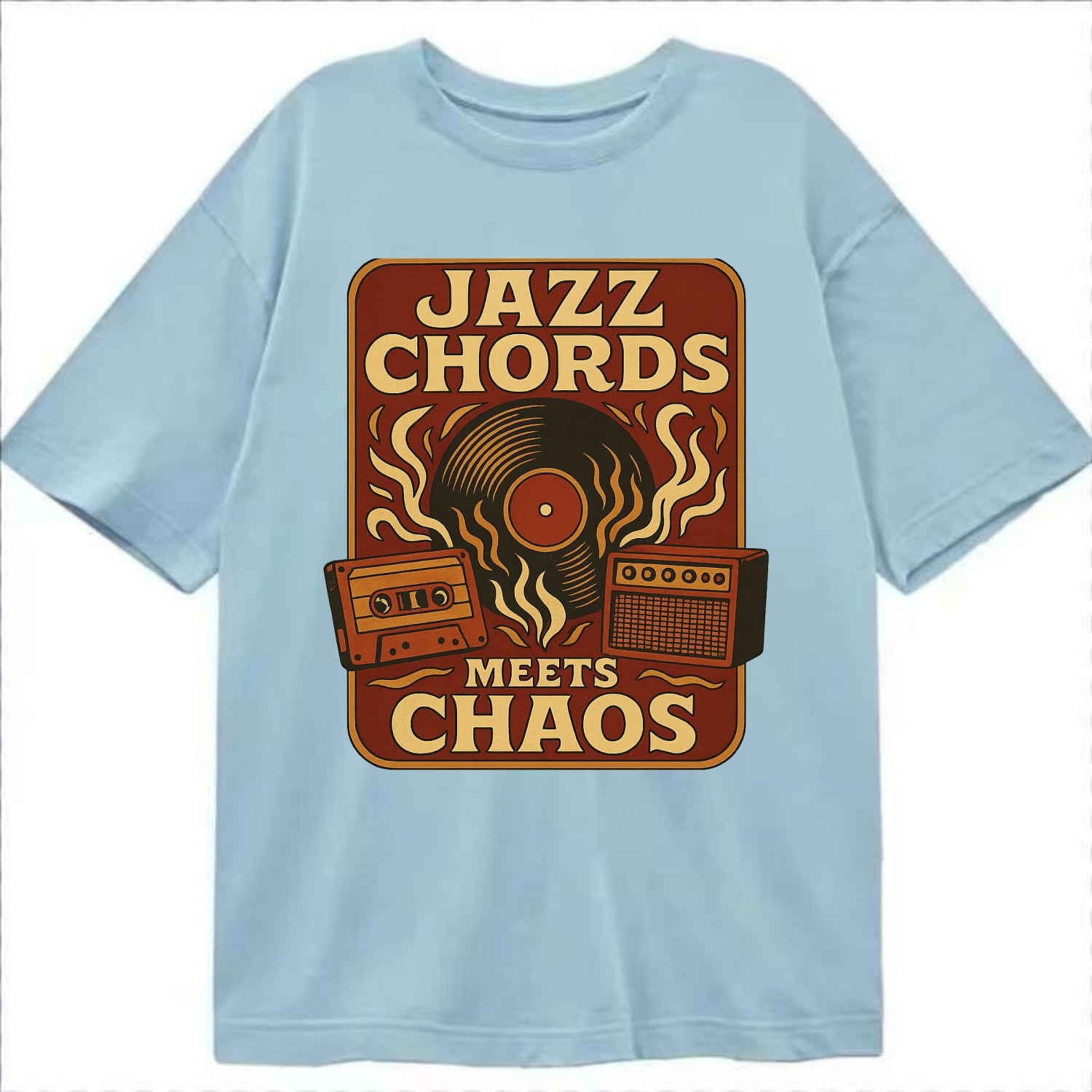 Jazz chords with hyperpop energy - "Jazz Meets Chaos" - unexpected fusion - Classic T-shirt - Light Blue