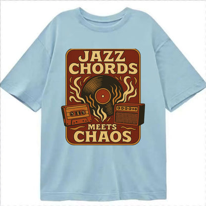 Jazz chords with hyperpop energy - "Jazz Meets Chaos" - unexpected fusion - Classic T-shirt - Light Blue