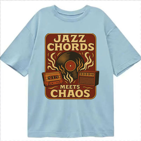 Jazz chords with hyperpop energy - "Jazz Meets Chaos" - unexpected fusion - Classic T-shirt - Light Blue