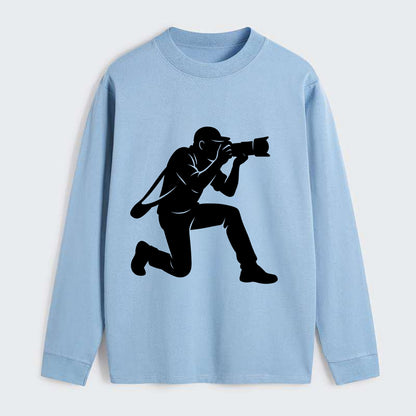 Photographer capturing perfect shot - Classic Long Sleeve Shirt - Light Blue