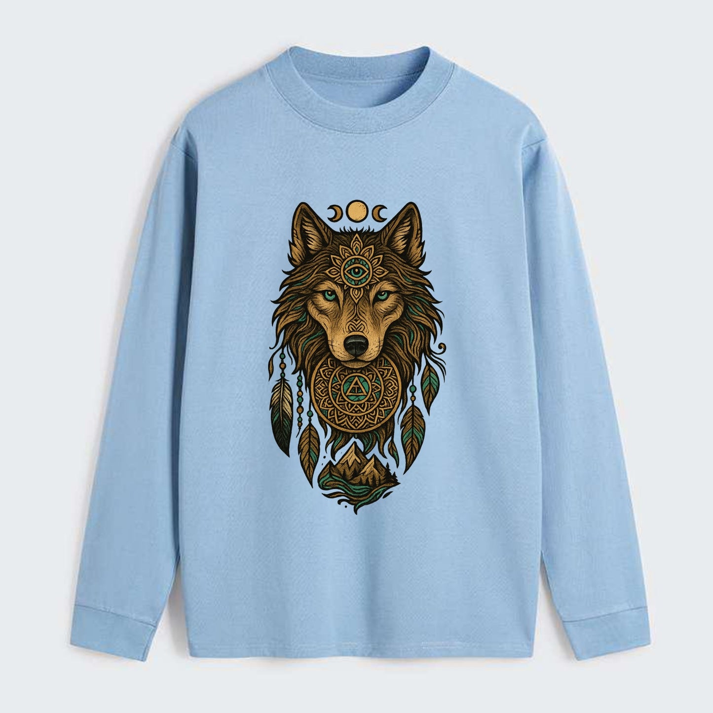 Tattoo Wolf Flash  - Classic Long Sleeve Shirt - Light Blue
