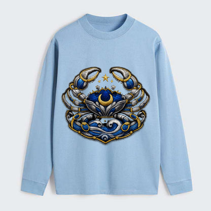 CANCER CRAB - protective crab in silver and blue , water sign - Classic Long Sleeve Shirt - Light Blue