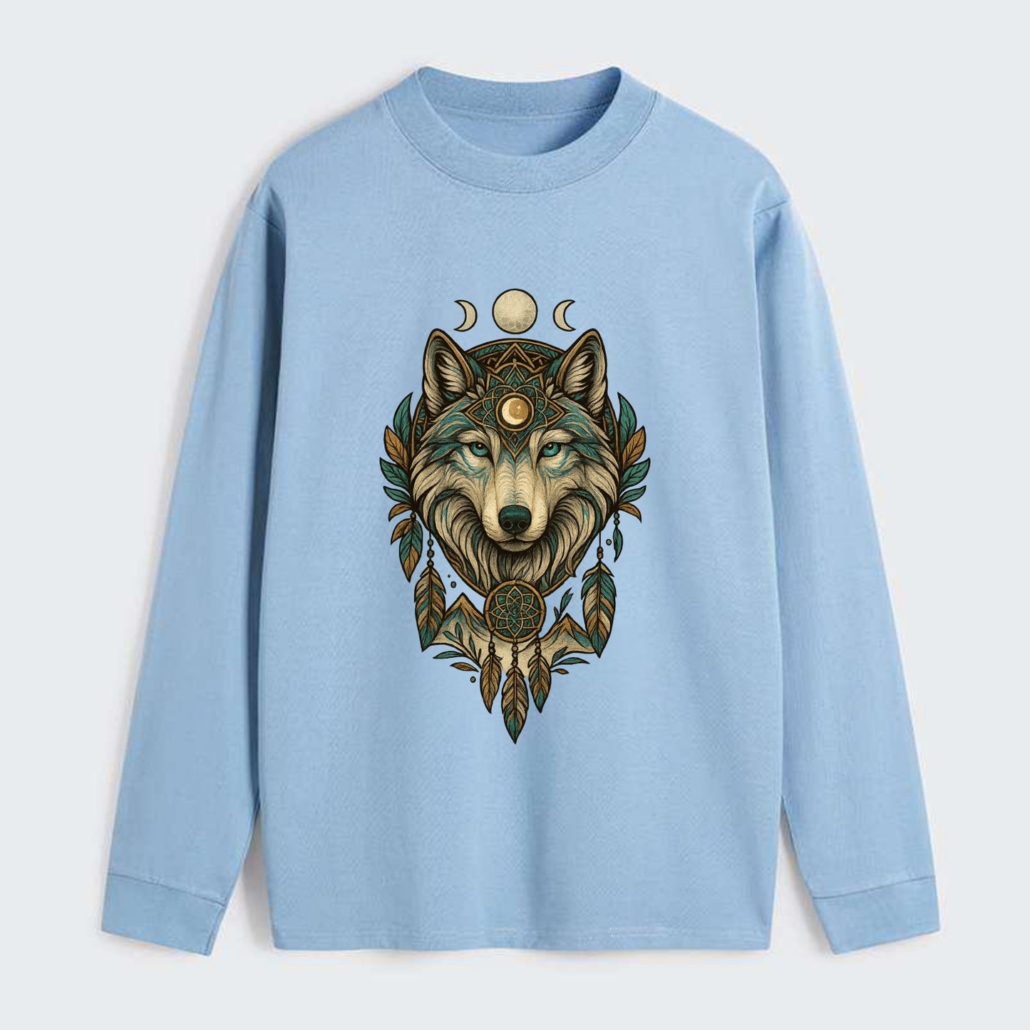 Pearl Wolf Shimmer  - Classic Long Sleeve Shirt - Light Blue