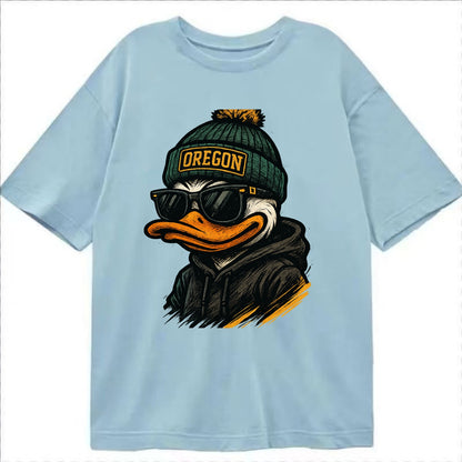 Eugene Duck wearing Oregon beanie with O patch - Classic T-shirt - Light Blue