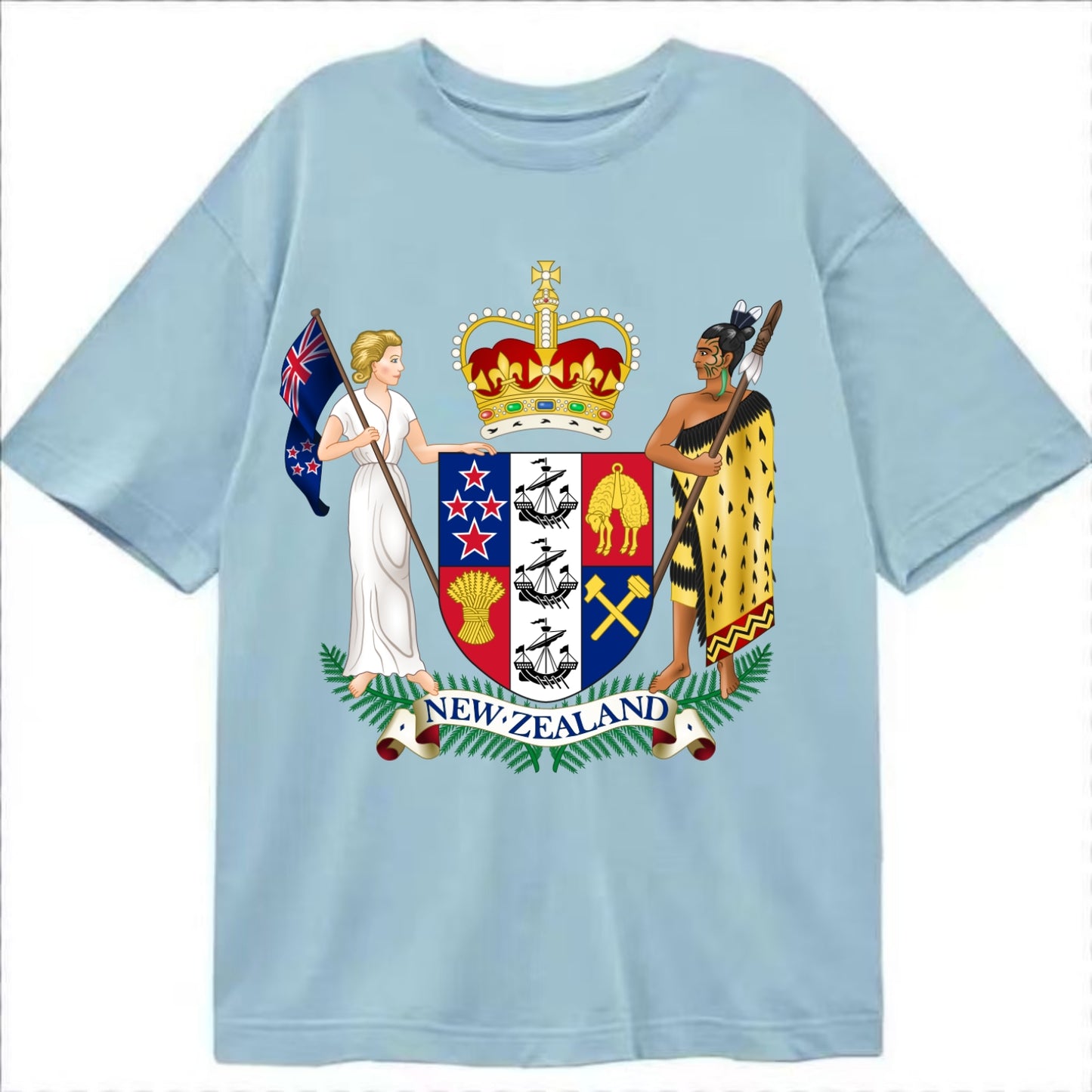 Coat Of Arms Of New Zealand - Classic T-shirt - Light Blue