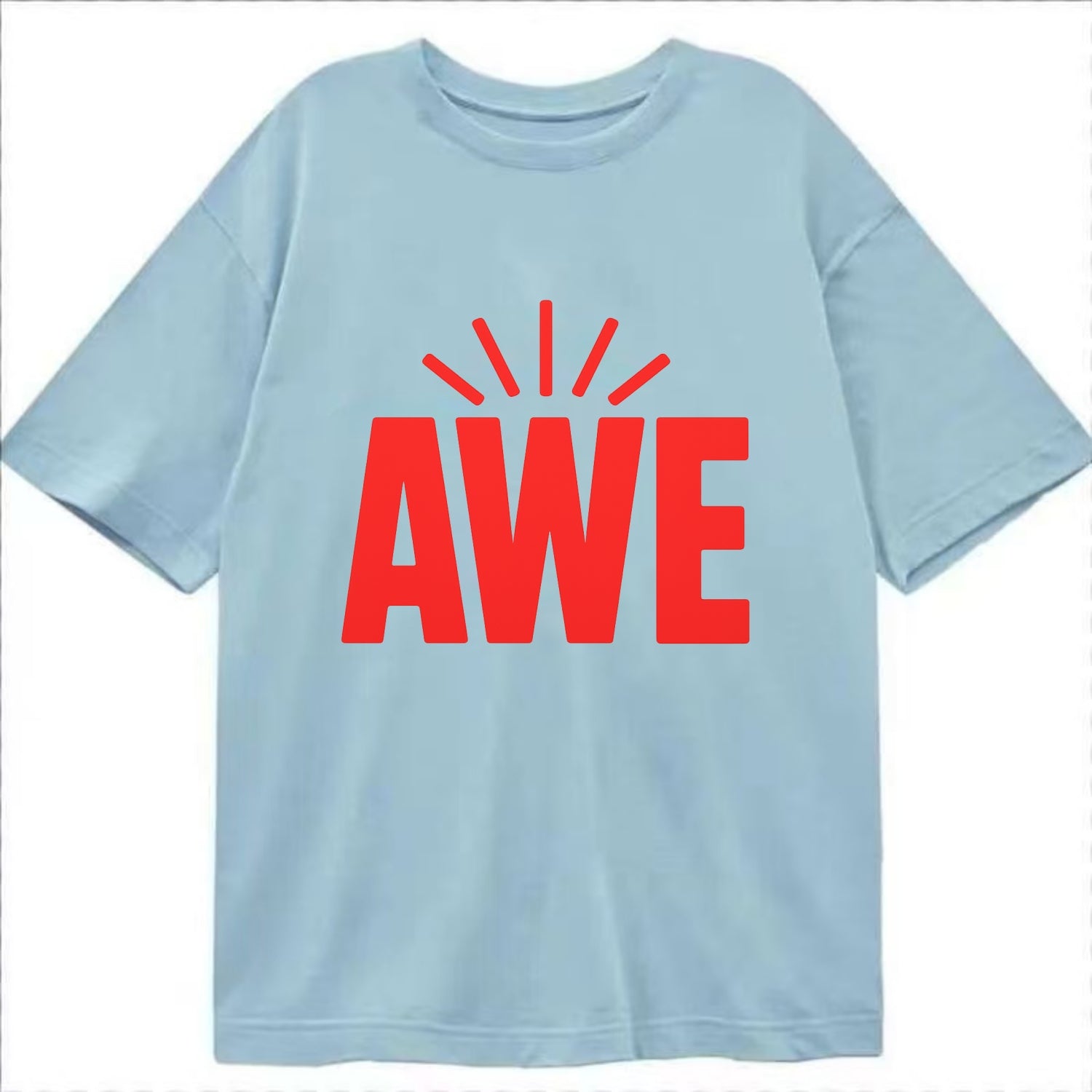 Bold typography design - "AWE" - overwhelming wonder - Classic T-shirt - Light Blue