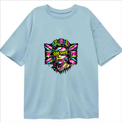 GOD SAVE | Torn royal portrait style | Blackout bar across eyes | Safety pin - Classic T-shirt - Light Blue