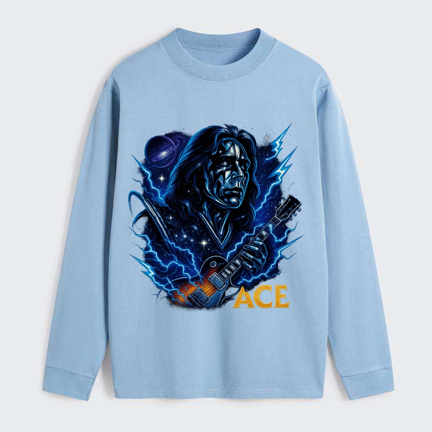 Cosmic Chrome Portrait - Classic Long Sleeve Shirt - Light Blue
