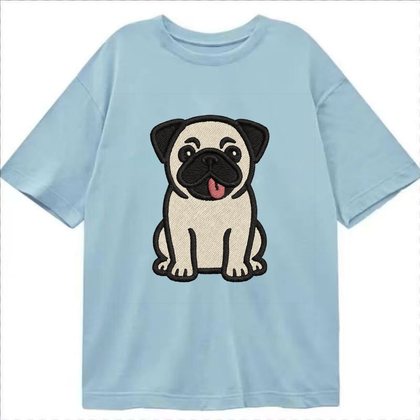 Pug - Tilted head with tongue out - Clas Classic T-shirt - Light Blue