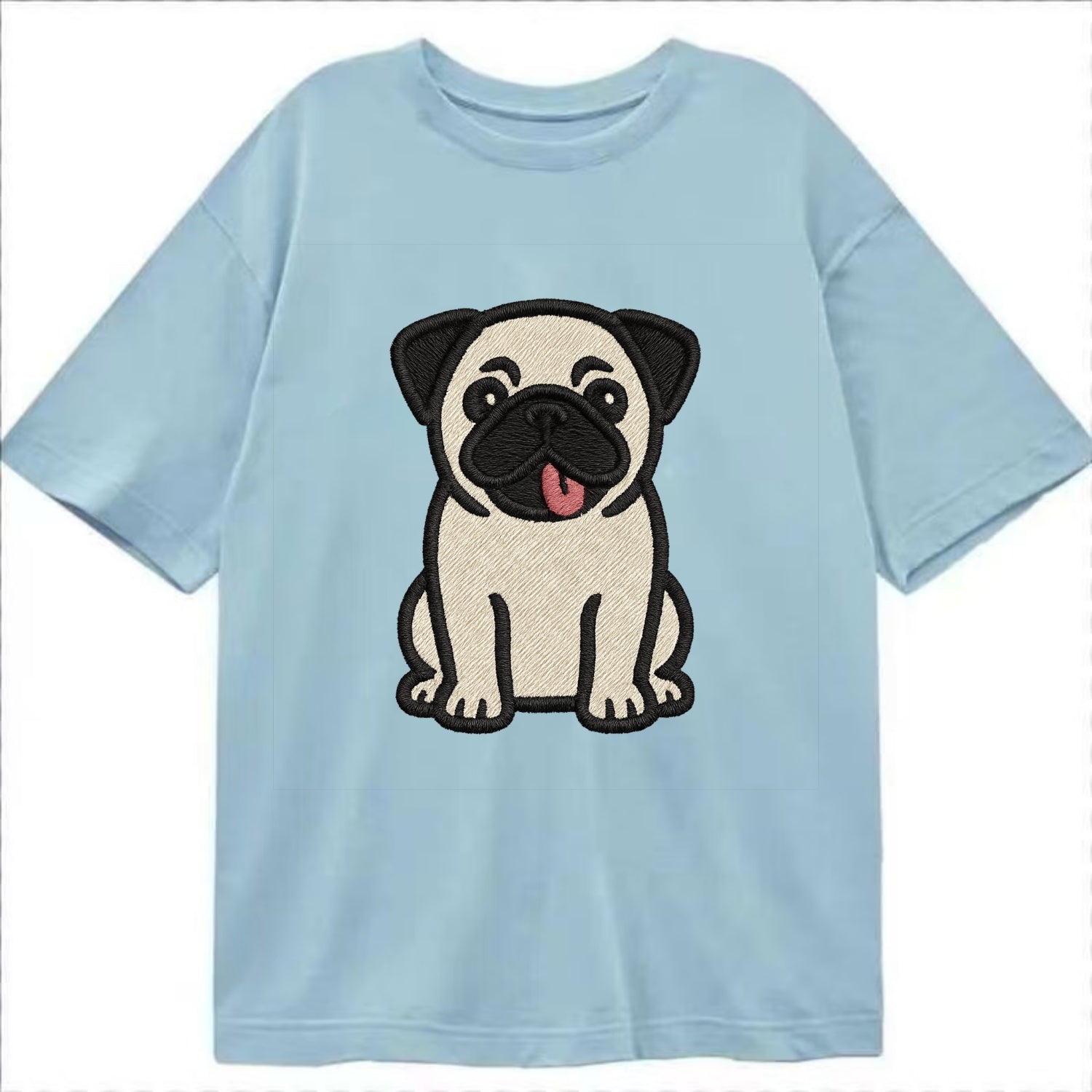 Pug - Tilted head with tongue out - Clas Classic T-shirt - Light Blue