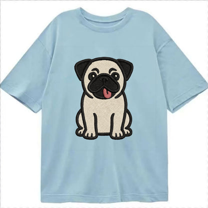 Pug - Tilted head with tongue out - Clas Classic T-shirt - Light Blue