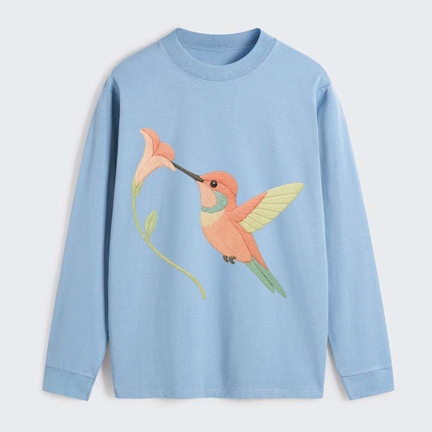 Coral Hummingbird - Classic Long Sleeve Shirt - Light Blue