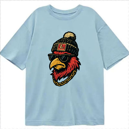 Louisville Cardinal wearing Louisville beanie with L patch - Classic T-shirt - Light Blue