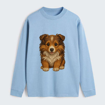 Baby Shetland Sheepdog Puppy - mini collie look, flowing mane, - Classic Long Sleeve Shirt - Light Blue