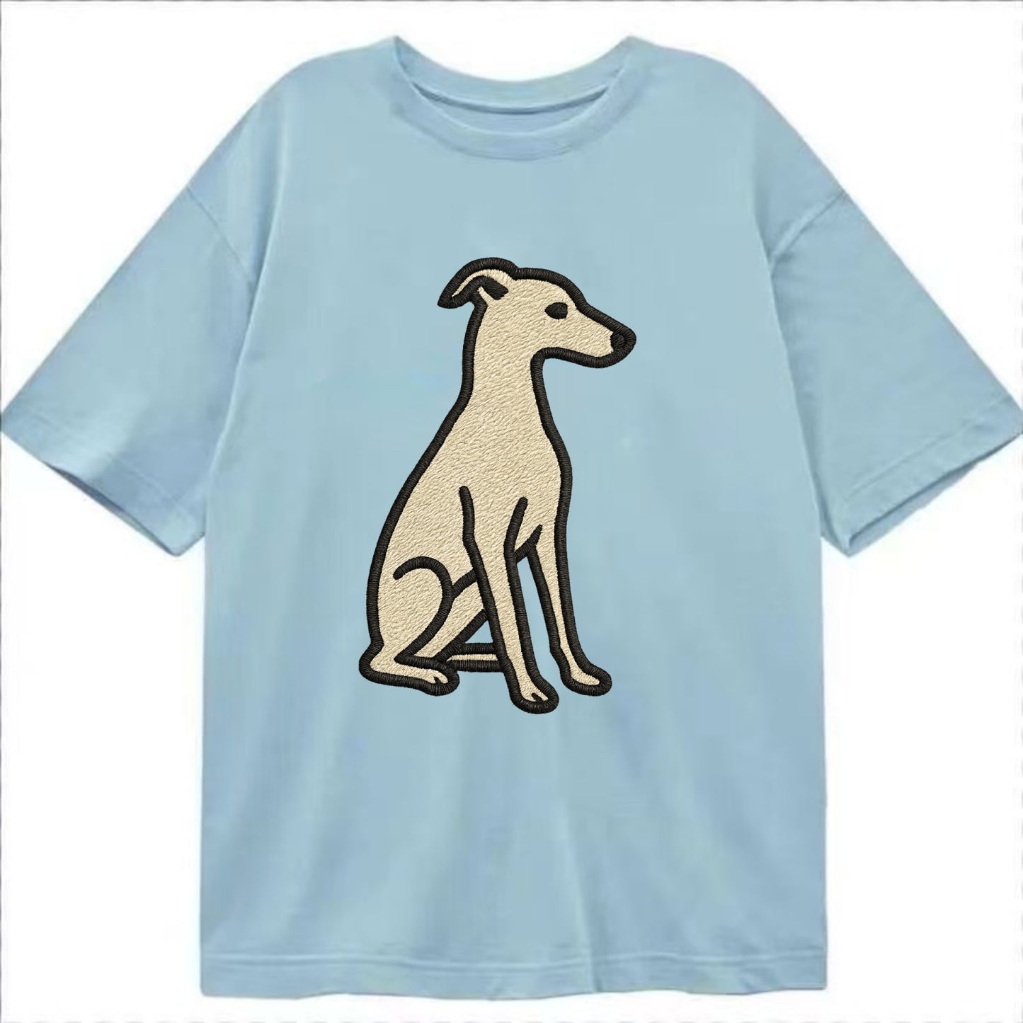 Italian Greyhound - Gray sitting pose - Classic T-shirt - Light Blue