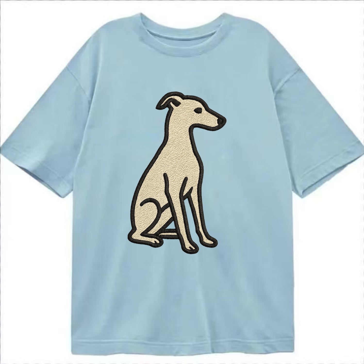 Italian Greyhound - Gray sitting pose - Classic T-shirt - Light Blue