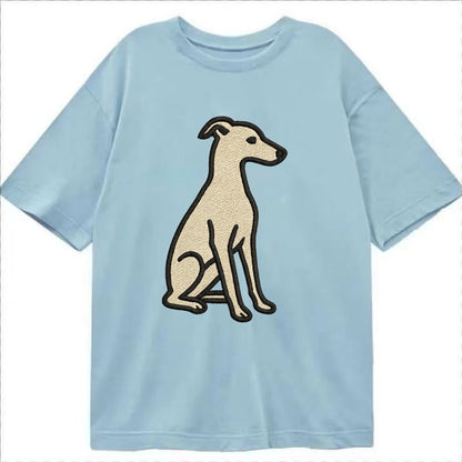 Italian Greyhound - Gray sitting pose - Classic T-shirt - Light Blue