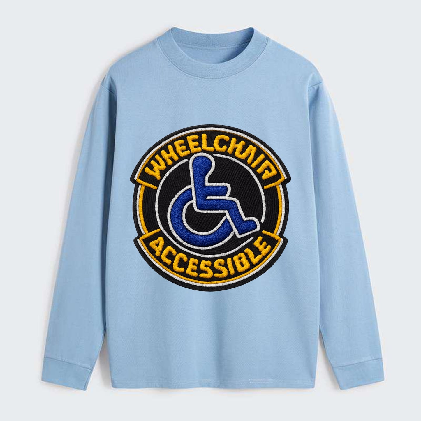 WHEELCHAIR ACCESSIBLE - accessibility symbol in blue , inclusion - Classic Long Sleeve Shirt - Light Blue
