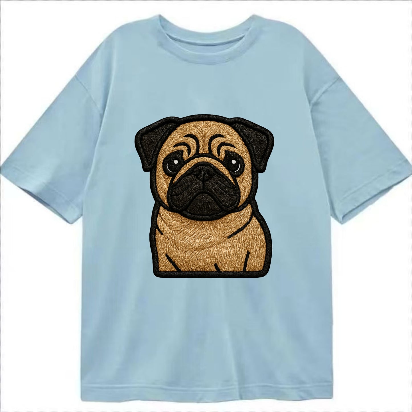 Pug - Contemporary wrinkled design with - Classic T-shirt - Light Blue
